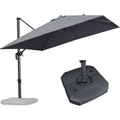 10 Ft Cantilever Patio Umbrella with Base – Square Offset Umbrella with 360° Rotation, UV-Resistant Fabric & Aluminum Frame, Light Grey