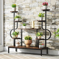 Modern Indoor Plant Stand – Tall Multi-Level Shelf with Round & Square Boards for Living Room or Balcony