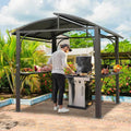 8x5 FT Hardtop Grill Gazebo with Steel Roof & Side Shelves – Outdoor BBQ Canopy Shelter