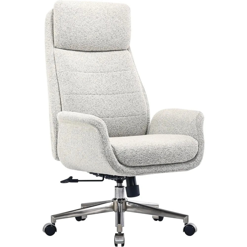 Modern Bouclé High-Back Executive Office Chair – Adjustable & Ergonomic