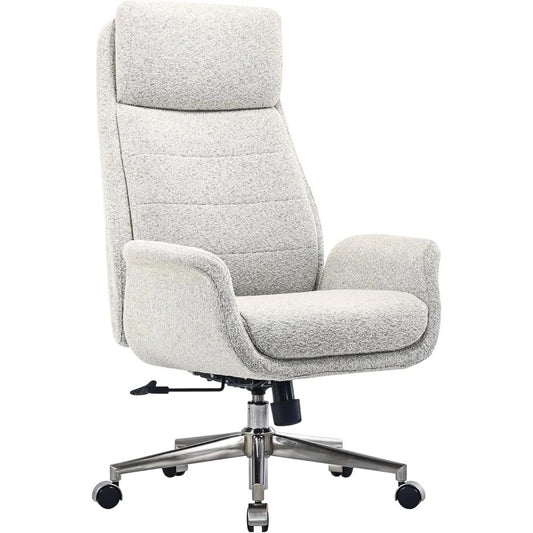 Modern Bouclé High-Back Executive Office Chair – Adjustable & Ergonomic