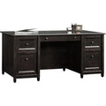Edge Water Executive Desk with File Drawers & Keyboard Tray – 65” Estate Black Office Desk with Storage