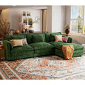 113" Modular L-Shaped Cloud Sofa with Ottoman, Deep Seat Sectional for Living Room – Green