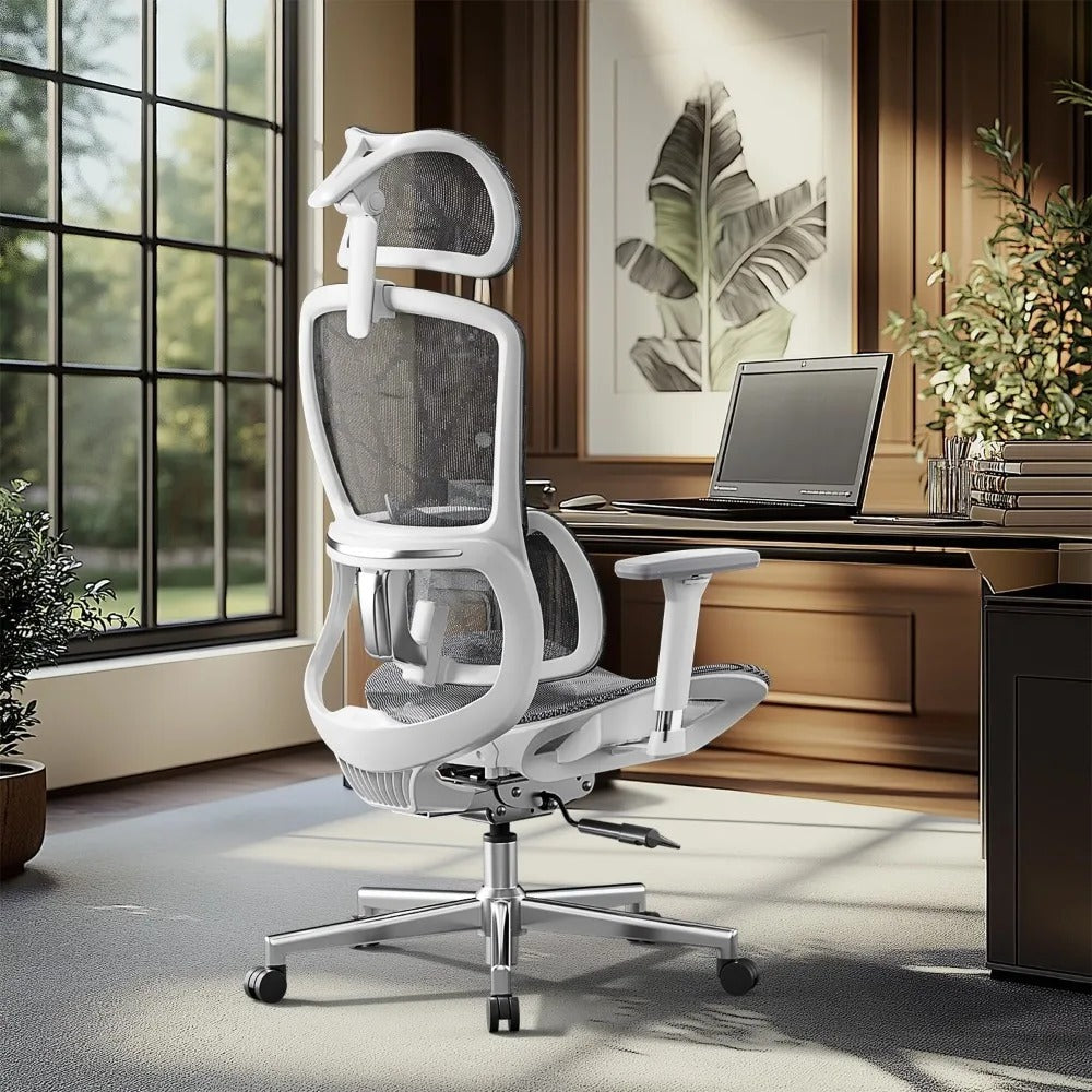 E2 Ergonomic Mesh Office Chair – Big & Tall Desk Chair with 6-Way Lumbar Support, 3D Armrests & Headrest, Reclining Computer Chair for Home Office