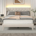 Full Size Upholstered Platform Bed Frame with Wingback Headboard & LED Lights – Velvet Tufted Bed, Noise-Free, Easy Assembly