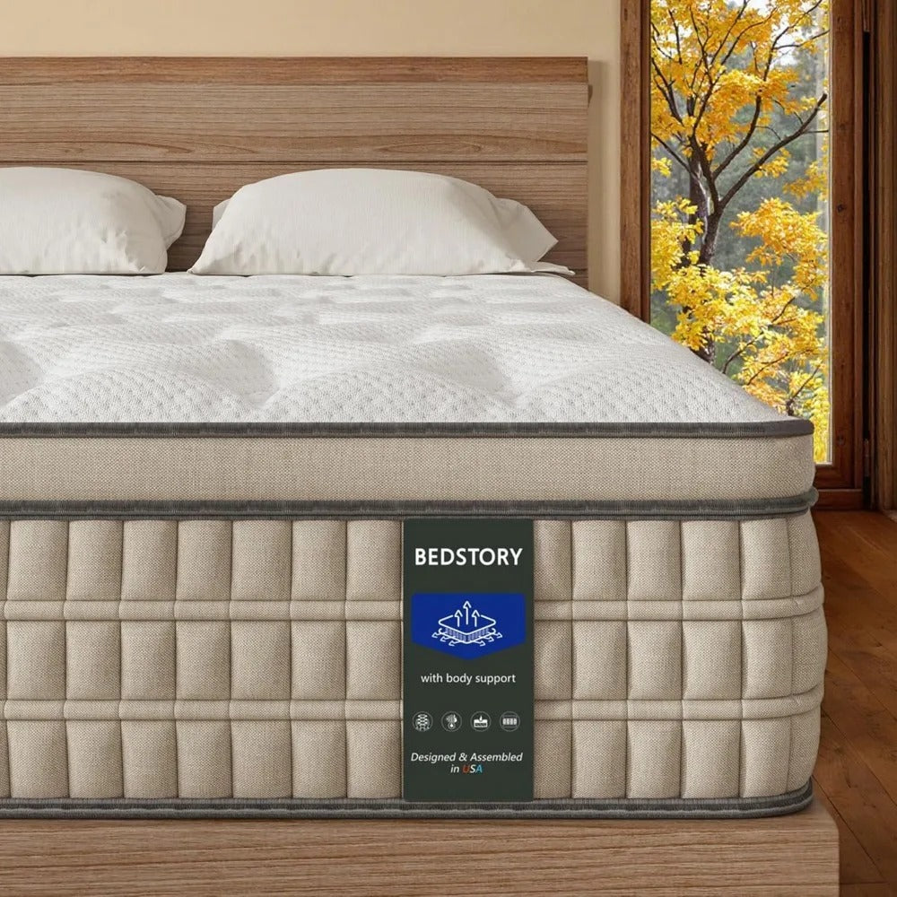12” Firm Queen Hybrid Mattress – Pain-Relieving Support with Motion Isolation & 365-Night Trial