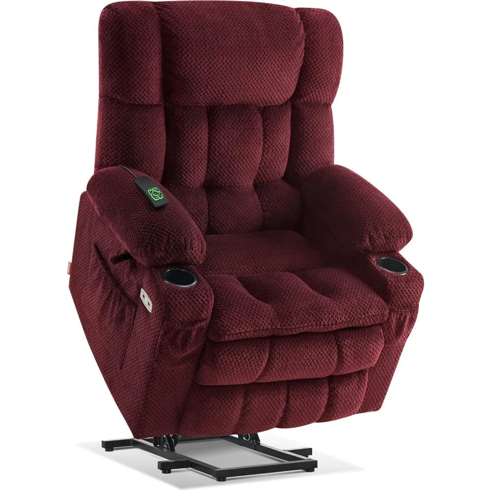 Dual Motor Power Lift Recliner Chair with Massage & Heat – Infinite Position Reclining Sofa for Seniors with USB & Cup Holders