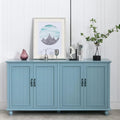 62" Modern Buffet & Bar Cabinet – Aqua Blue Sideboard with 4 Doors and Adjustable Shelves, Storage Cabinet for Kitchen, Dining Room & Living Room