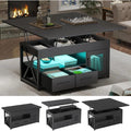 40" Lift Top Coffee Table with Storage – 4-in-1 Multi-Functional Table with Drawers, Cabinet, RGB LED Lights & Hidden Compartments for Living Room