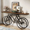 70.9" Industrial Console Table with Bicycle Metal Base – Narrow Entryway & Sofa Table