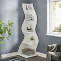 Modern White Corner Bookshelf – Minimalist Storage Rack for Living Room or Office