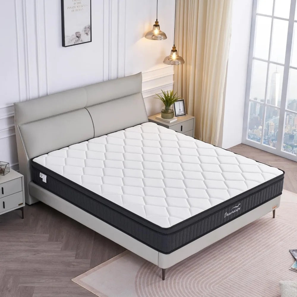 12-Inch Queen Hybrid Mattress in a Box – Gel Memory Foam & Pocket Spring Mattress with Pressure Relief & Motion Isolation (Medium Firm)