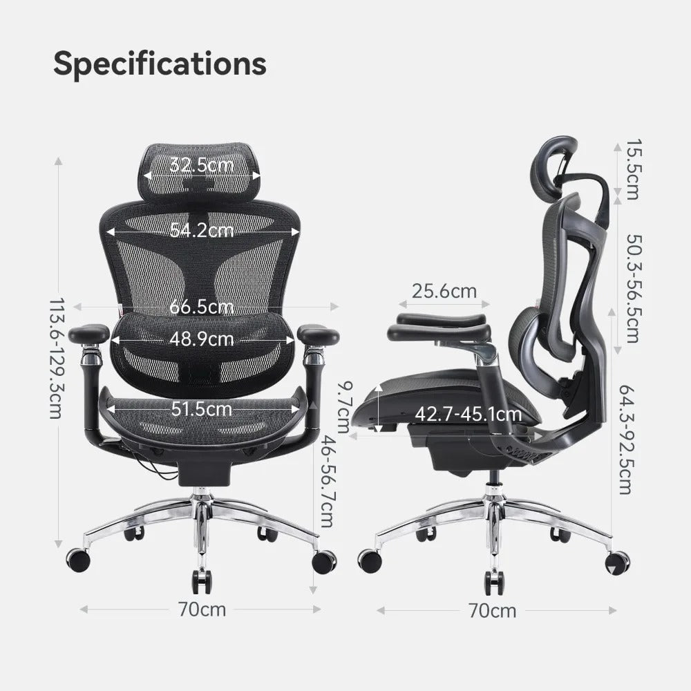 Ergonomic Office Chair with 6D Armrests, Dynamic Lumbar Support & Adjustable Seat Depth – High Back Mesh Task Chair