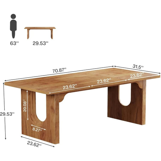70.9" Modern Executive Office Desk – Large Computer & Conference Table with Rustic Brown Finish