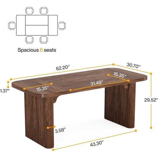 62" Executive Desk with Double Pedestal – Large Modern Office Writing Table, Scratch-Resistant Surface, Easy Assembly (Dark Brown)