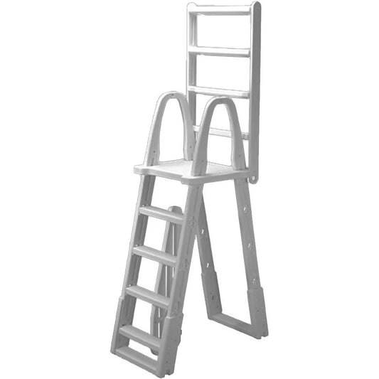 A-Frame Swing-Up Pool Ladder with Locking Safety Barrier – Anti-Slip Steps for 48–56" Above Ground Pools, 300 lb Capacity