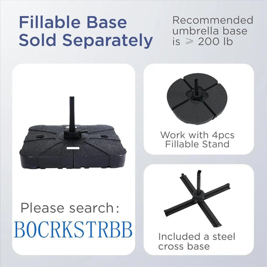 10x13 FT Cantilever Patio Umbrella with LED Lights – Rectangular Offset Umbrella, 360° Rotation, UV-Resistant Canopy, Double Top, Heavy Duty Outdoor Shade