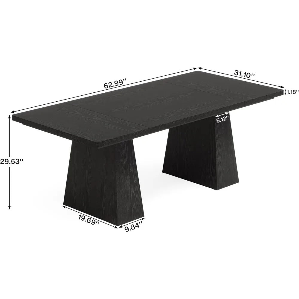 63-Inch Executive Desk with Double Pedestal – Modern Computer Desk with Scratch-Resistant Finish, Spacious Work Surface for Home Office or Conference Room