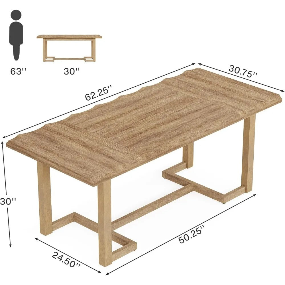 63-Inch Computer Desk – Modern Rectangular Writing Table with Solid Wood Legs & Thickened Desktop for Home Office or Study