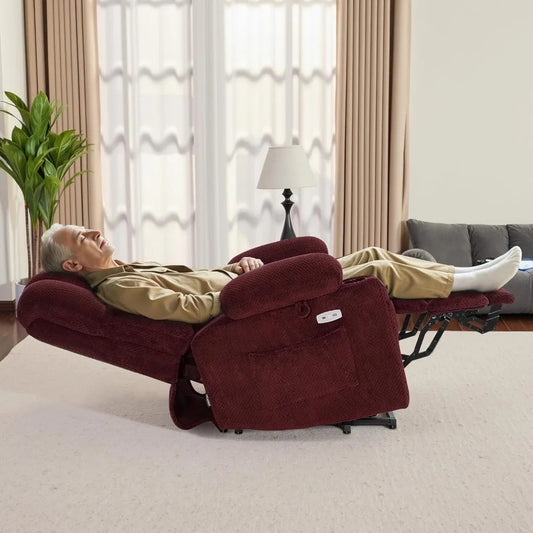 Dual Motor Power Lift Recliner Chair with Massage & Heat – Infinite Position Reclining Sofa for Seniors with USB & Cup Holders