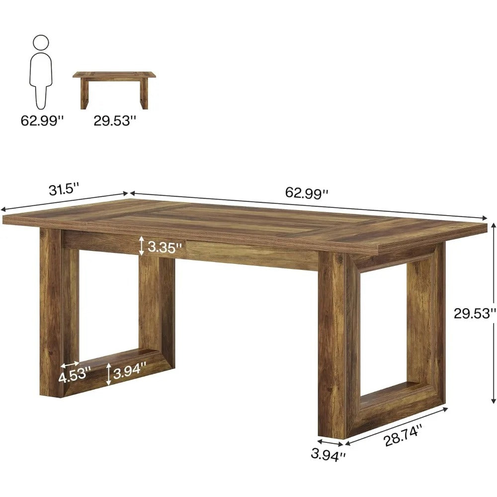 63-Inch Executive Desk – Large Modern Office Desk with Solid Wood Base, Scratch-Resistant Surface & Spacious Workstation (Brown)