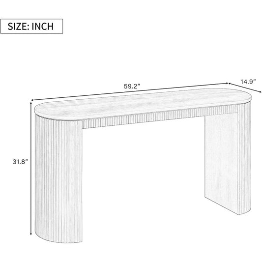 59.2" Modern Curved Fluted Console Table – Entryway & Sofa Table for Living Room or Hallway
