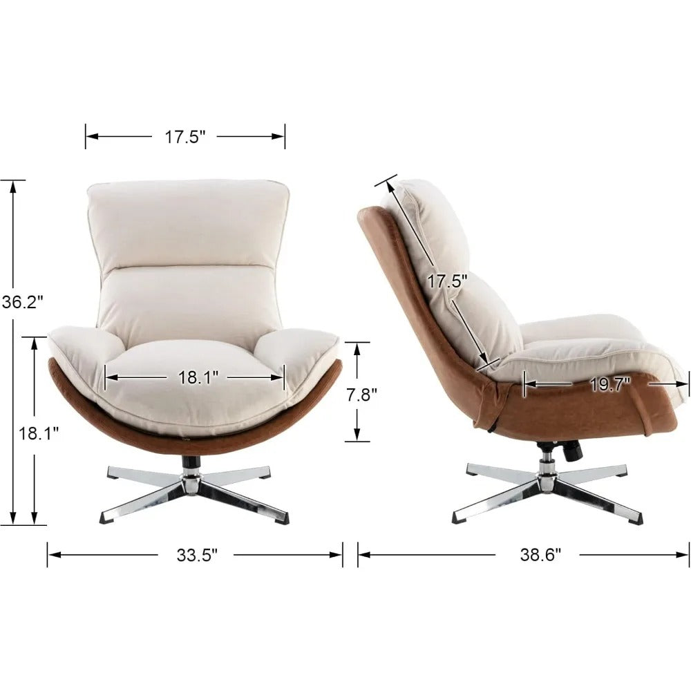 Modern Swivel Accent Chair – Linen Rocker Lounge Chair with High Back & Foam Cushion for Living Room, Bedroom, or Reading Nook