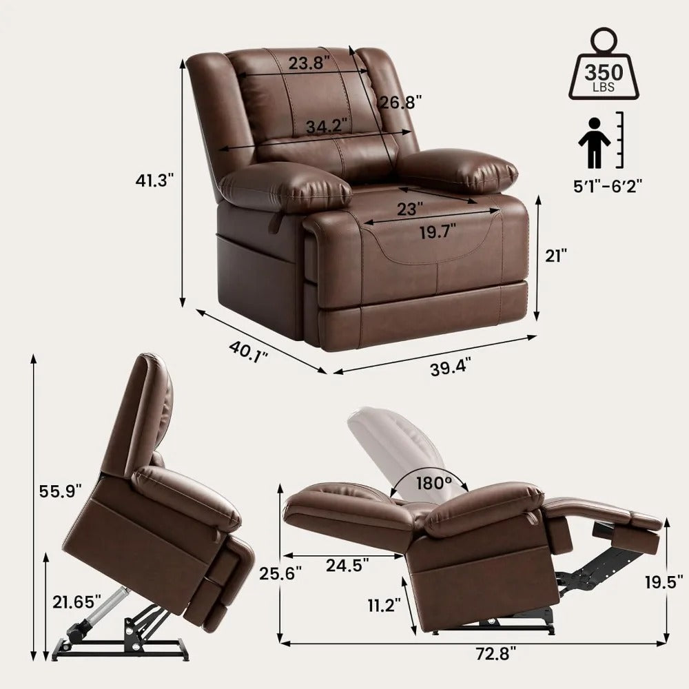 Infinite Position Power Lift Recliner Chair with Dual Motors – Lay Flat Sleeper Chair with Massage, Heat, USB Ports, and Remote for Elderly Adults