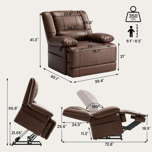 Infinite Position Power Lift Recliner Chair with Dual Motors – Lay Flat Sleeper Chair with Massage, Heat, USB Ports, and Remote for Elderly Adults