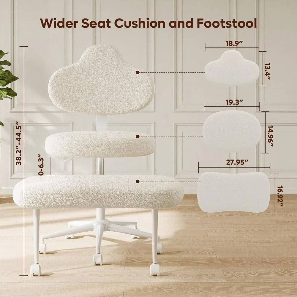 Ergonomic Cross-Legged Meditation Office Chair – Adjustable Height, Wide Seat, 360° Swivel Footrest & Wheels