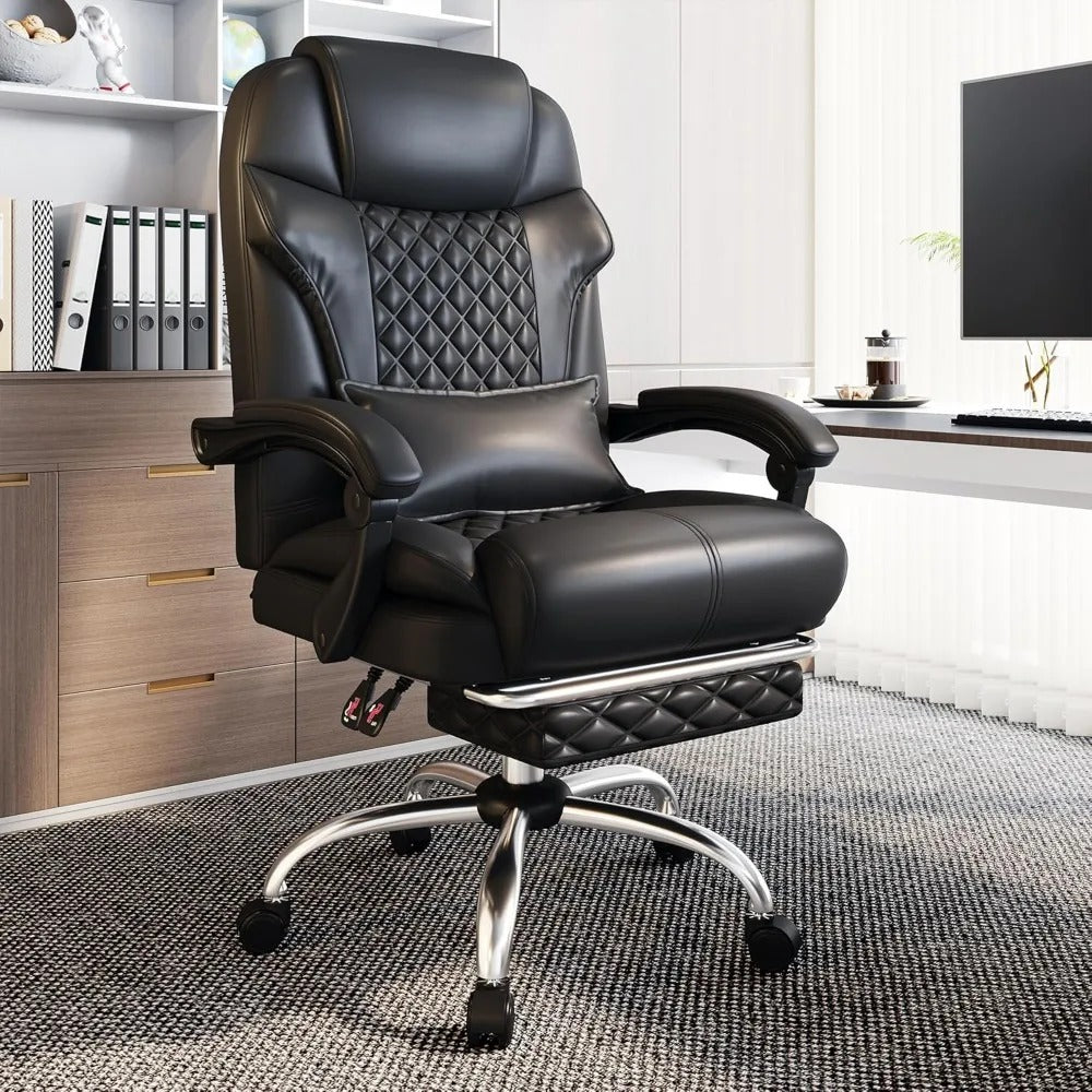 Ergonomic Office Chair with Footrest – 145° Reclining, Adjustable Height & Armrests, Lumbar Support Computer Desk Chair