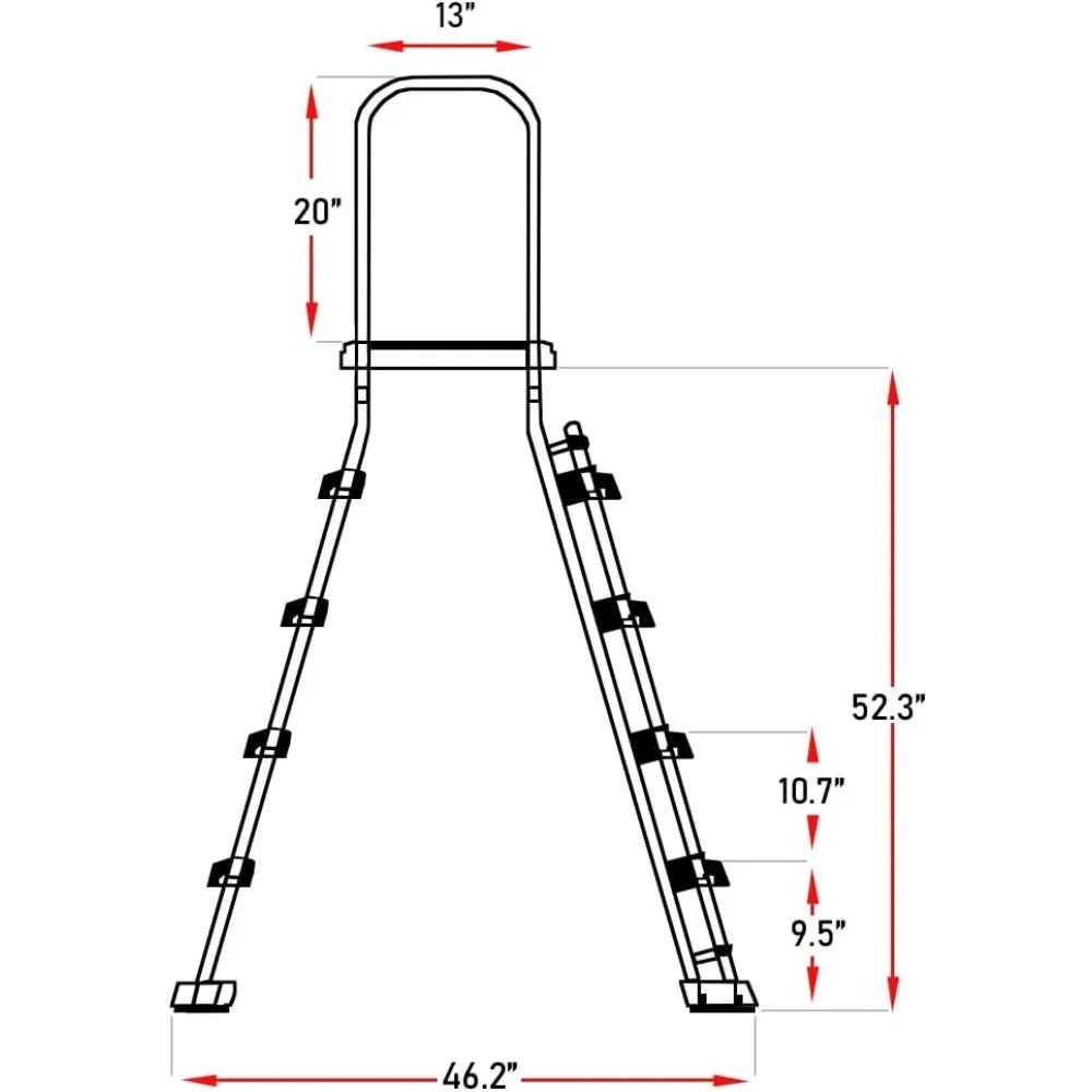 A-Frame Pool Ladder with Barrier for 48–52" Above Ground Pools – Non-Slip Steps & Safety Handrails, 300 lb Capacity