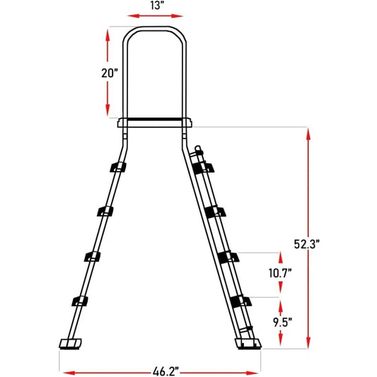 A-Frame Pool Ladder with Barrier for 48–52" Above Ground Pools – Non-Slip Steps & Safety Handrails, 300 lb Capacity