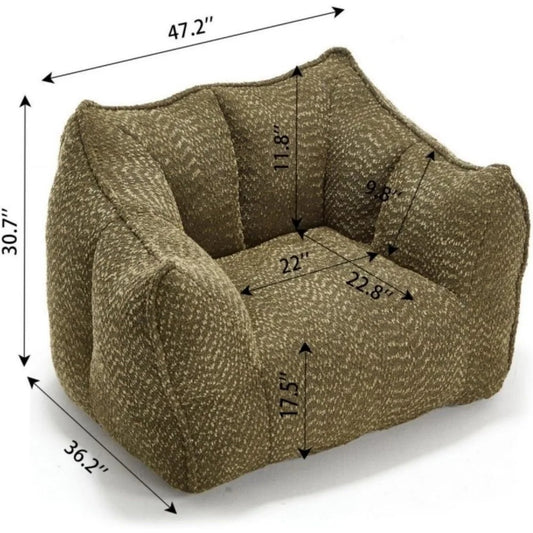 Modern Chenille Bean Bag Sofa – Ergonomic Foam Lounger for Adults & Kids
