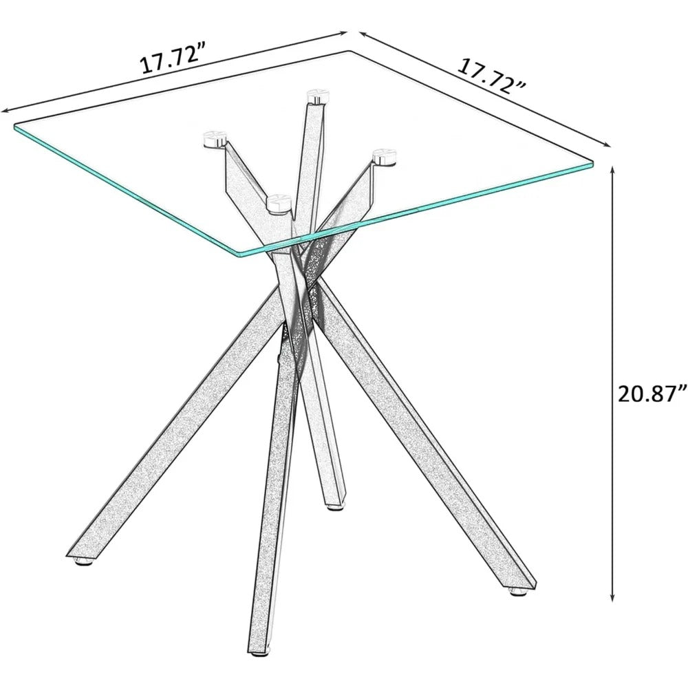 3-Piece Modern Glass Living Room Table Set – Coffee Table & 2 End Tables, Silver