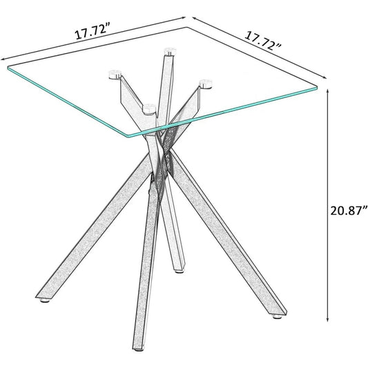 3-Piece Modern Glass Living Room Table Set – Coffee Table & 2 End Tables, Silver
