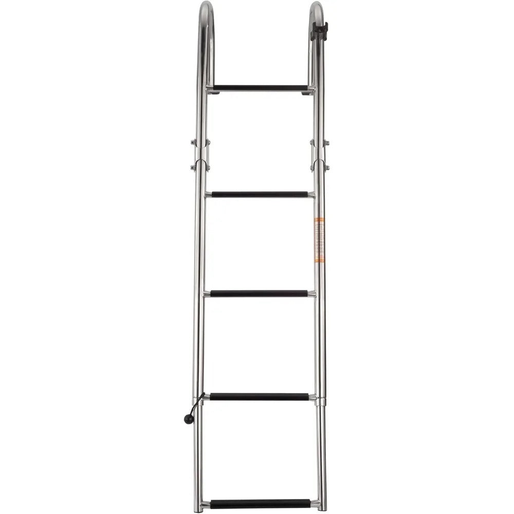 5-Step Heavy-Duty Telescoping Rear Entry Ladder – Polished 316 Stainless Steel for Marine Pontoon Boats