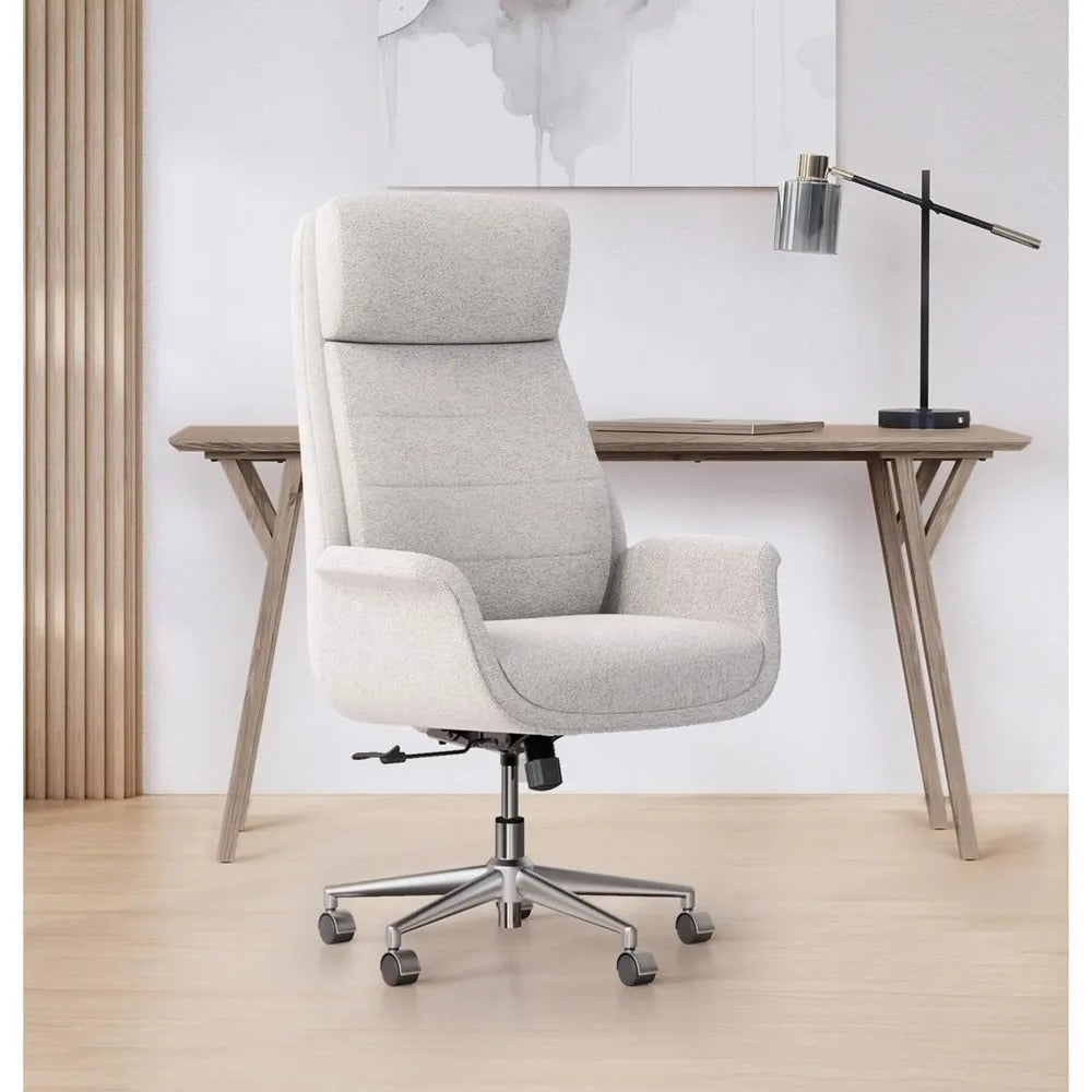 Modern Bouclé High-Back Executive Office Chair – Adjustable & Ergonomic