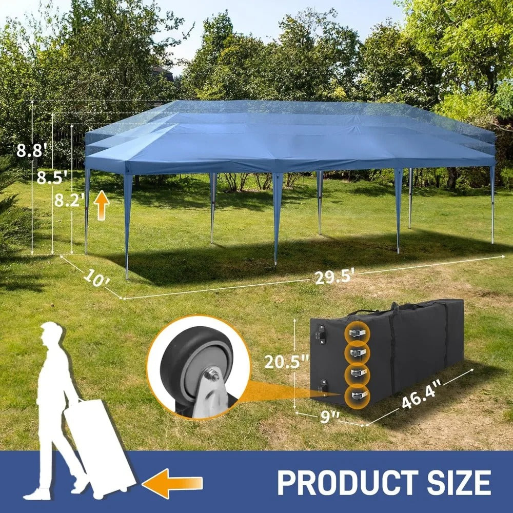 10x30 ft Pop-Up Canopy Tent with 8 Removable Sidewalls – Waterproof Outdoor Shelter for Parties, Weddings & Events