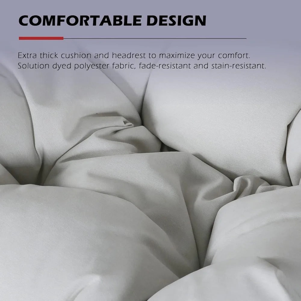 Indoor/Outdoor Wicker Swing Egg Chair – Hanging Hammock Teardrop Chair with Cushion (Stand Not Included)