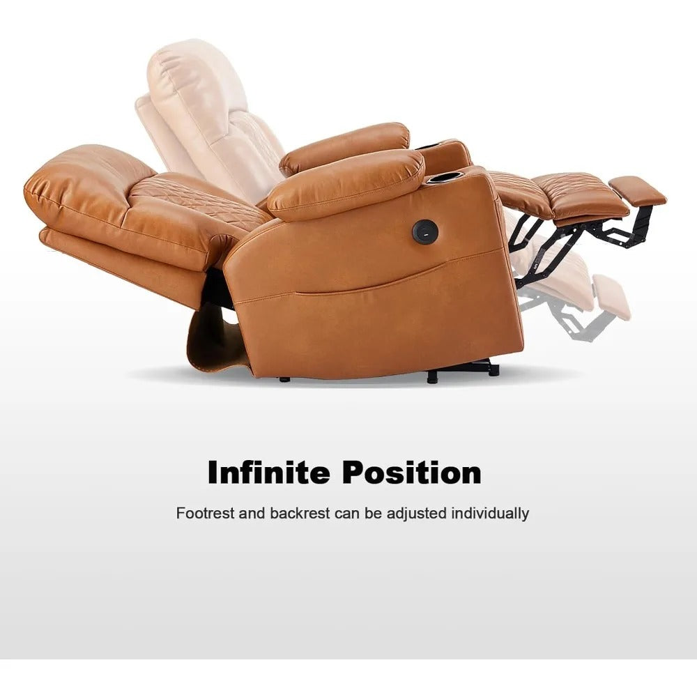 Dual Motor Power Lift Recliner Chair – Heated Massage, Infinite Position, Leather with Extended Footrest