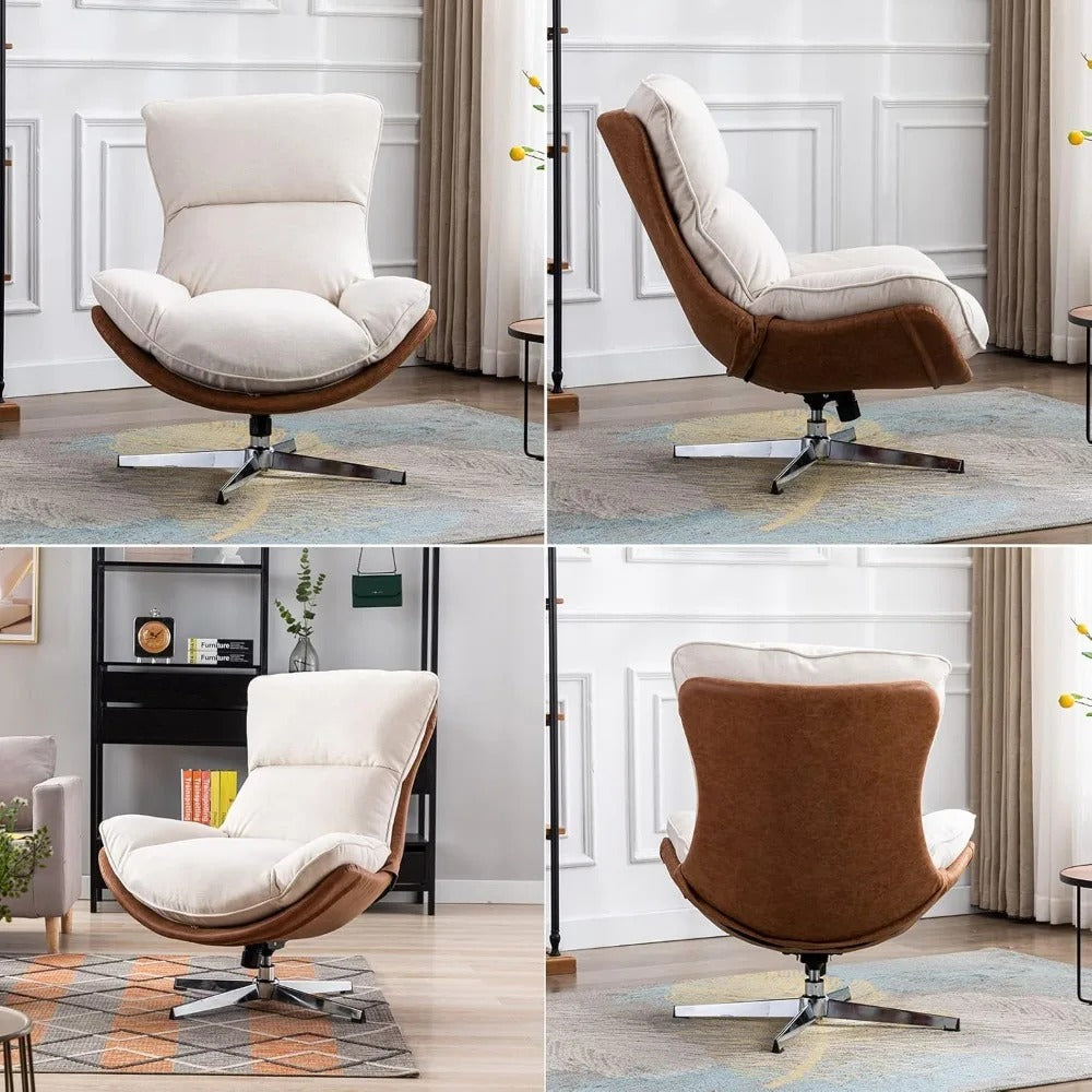 Modern Swivel Accent Chair – Linen Rocker Lounge Chair with High Back & Foam Cushion for Living Room, Bedroom, or Reading Nook