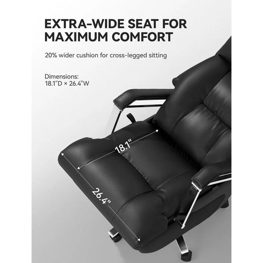 Big & Tall Electric Reclining Office Chair – Dual Motor, Wide Seat, Footrest & Adjustable Height, Ergonomic PU Leather Chair