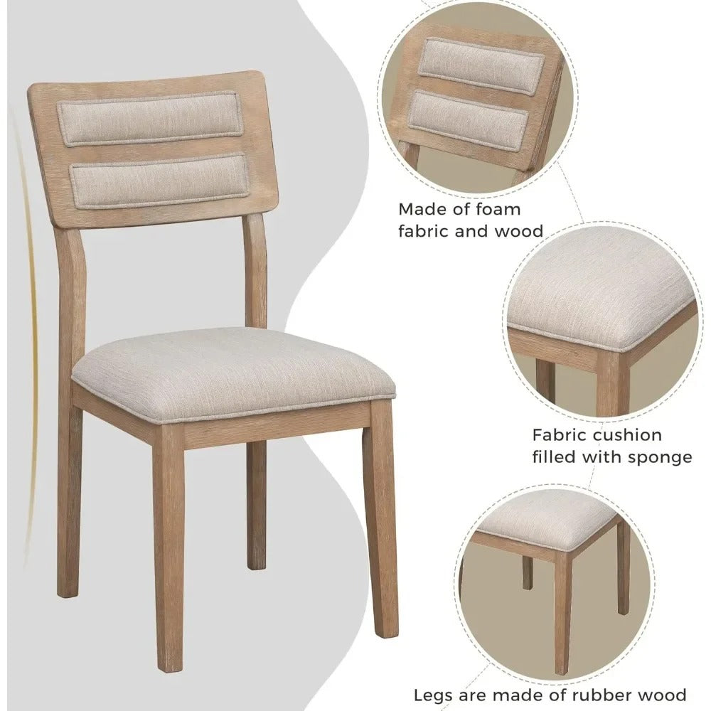 6-Piece Dining Set – Classic Wood Table, 4 Upholstered Chairs & Bench, Natural Finish, Traditional Style