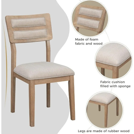 6-Piece Dining Set – Classic Wood Table, 4 Upholstered Chairs & Bench, Natural Finish, Traditional Style