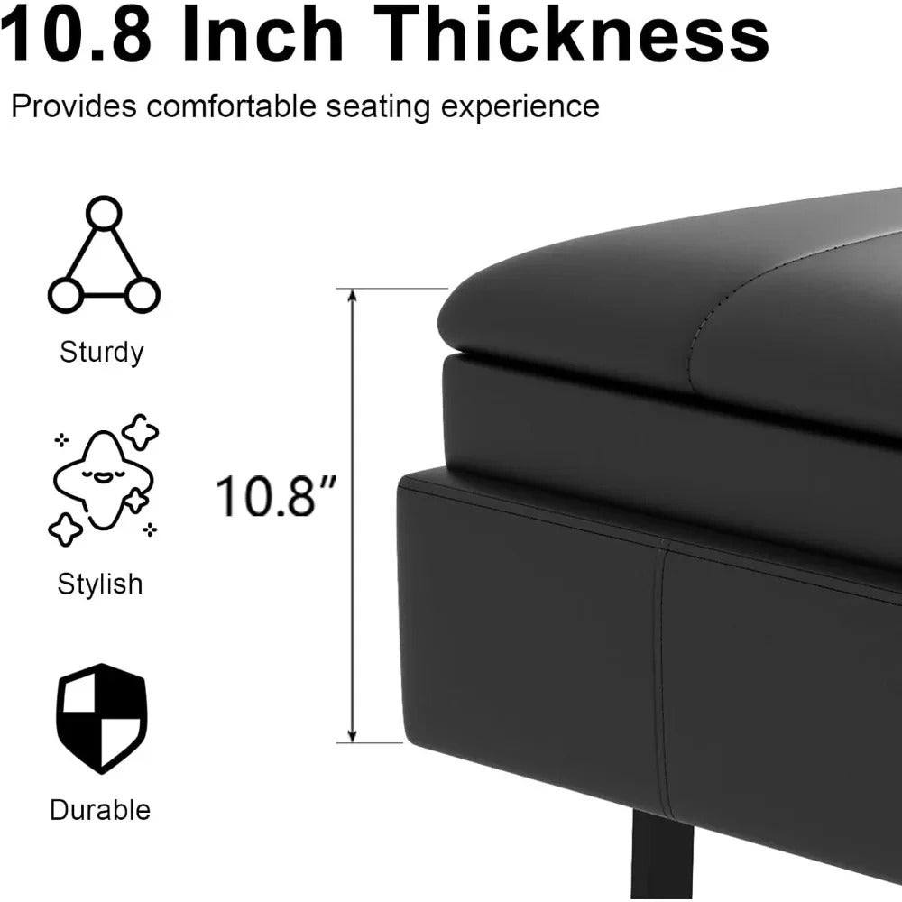 12-Seat PU Leather Waiting Room Bench – Modern Reception & Entryway Seating with Thick Cushions, Easy-Clean Design