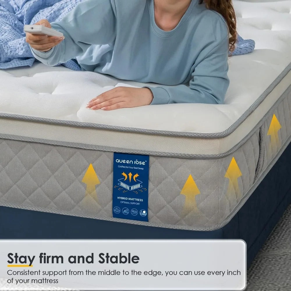 12-Inch Full Size Hybrid Mattress in a Box – Gel Memory Foam & Pocket Coils, Pillow Top, Medium Firm, Ergonomic Support, Breathable & Fiberglass-Free