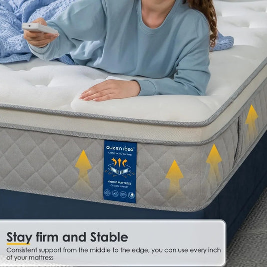 12-Inch Full Size Hybrid Mattress in a Box – Gel Memory Foam & Pocket Coils, Pillow Top, Medium Firm, Ergonomic Support, Breathable & Fiberglass-Free