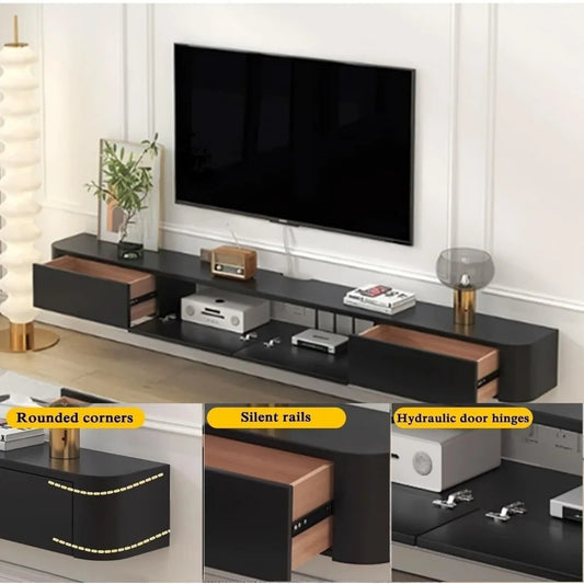 Floating Wall-Mounted TV Stand – Solid Wood Media Console with Door | Modern Space-Saving Design