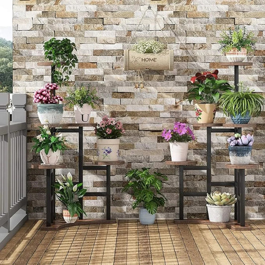 Corner Plant Stand with Round Shelves – Stylish Indoor Display for Multiple Potted Plants